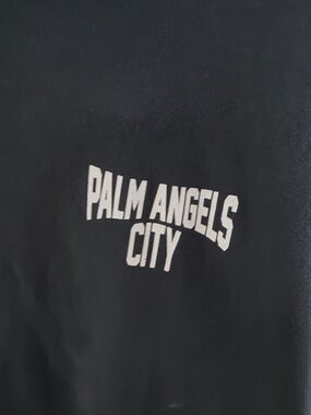 Palm Angels Black Crewneck Tee with White Logo